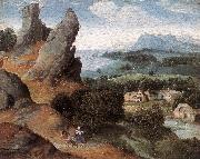 PATENIER, Joachim Landscape with the Flight into Egypt agh oil painting on canvas
